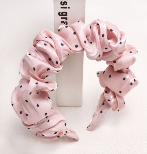 Pink - Polka Ruffled Headband
